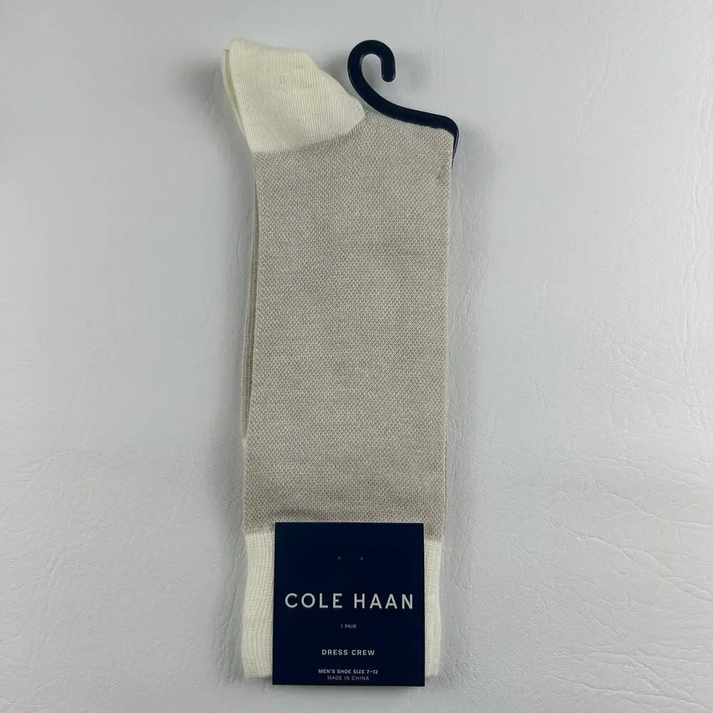 Cole Haan Men’s Ivory Dress Crew Socks Comfort Stretch Size 7-12 NWT